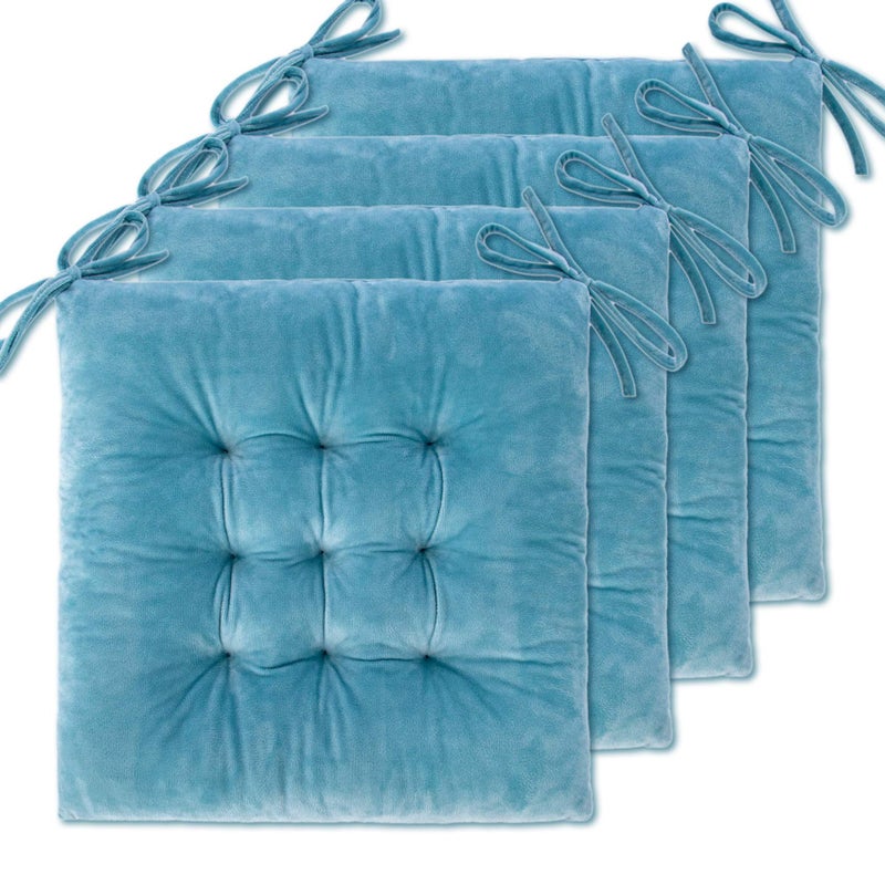 WONDER MIRACLE 4 Pack Seat Cushion/Chair Cushion Pads for Dining Chairs, Office Chair, Floor, Machine Wash & Dryer Friendly (Flannel 16"Ã—16", Light Blue) - Image 1